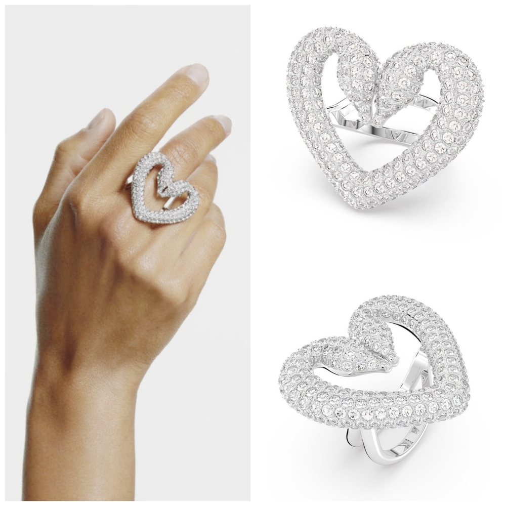 Nib Authentic Swarovski "Una" Two Swan Heart Love… - image 1